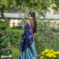 Vishnu Weaves Women's Navy Banarasi Silk Saree with Blouse - Swadesiicart