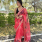 Vamsee Kali Patti Red Organza Saree - Swadesiicart