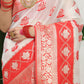 Shree Shyam Fashion Linen Cotton Red & White Saree