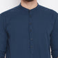 Even Apparels Blue Color Men's Pure Cotton Kurta With Band Collar | Swadesiicart