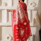 Shree Shyam Fashion Linen Cotton Red & White Saree