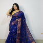 Exclusive Collection Beautiful Blue Cotton Silk Woven Handloom Saree With Running Blouse Piece - Swadesiicart