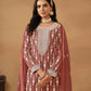 Anaita Brown Embroidered Faux Georgette Salwar Suit