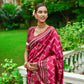 Vishnu Weaves Women's Pink Handloom Raw Silk Zari Woven Saree with Blouse - Swadesiicart