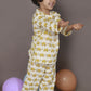 Breathables Kids Cotton Turtle Print Co-Ord Night Suit With Kurta And Pyjama – White & Yellow
