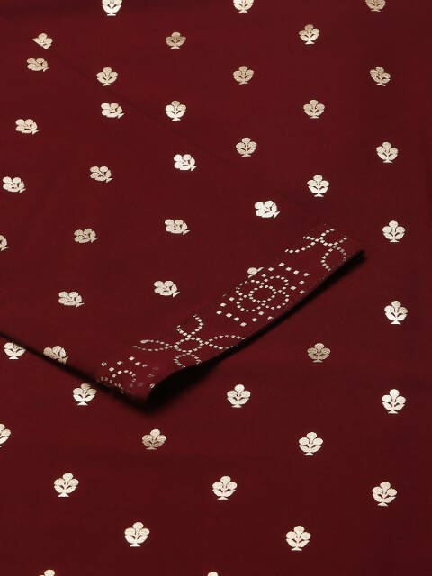 FIORRA Women's Maroon Poly Crepe Straight Kurta Pant With Dupatta - Swadesiicart