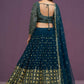 Blue Georgette Embroidery Sequence Work Lehenga Choli Set - Jihu Culture