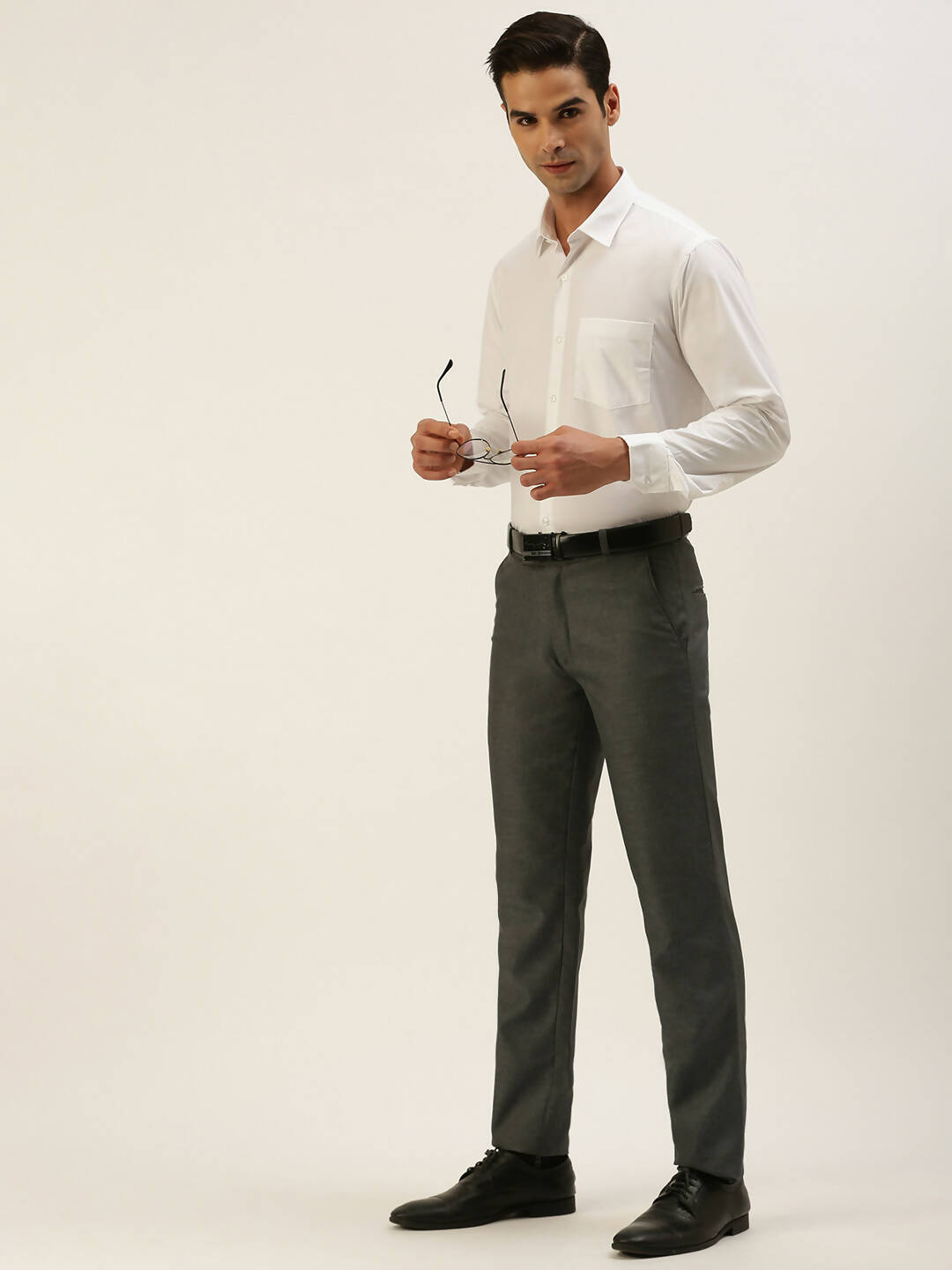 Ramraj Cotton Mens Full Sleeve Formal Poly Cotton White Shirt | Swadesiicart