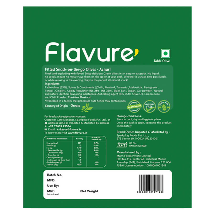 Flavure Snack-On-The-Go Olives Achari - Swadesiicart