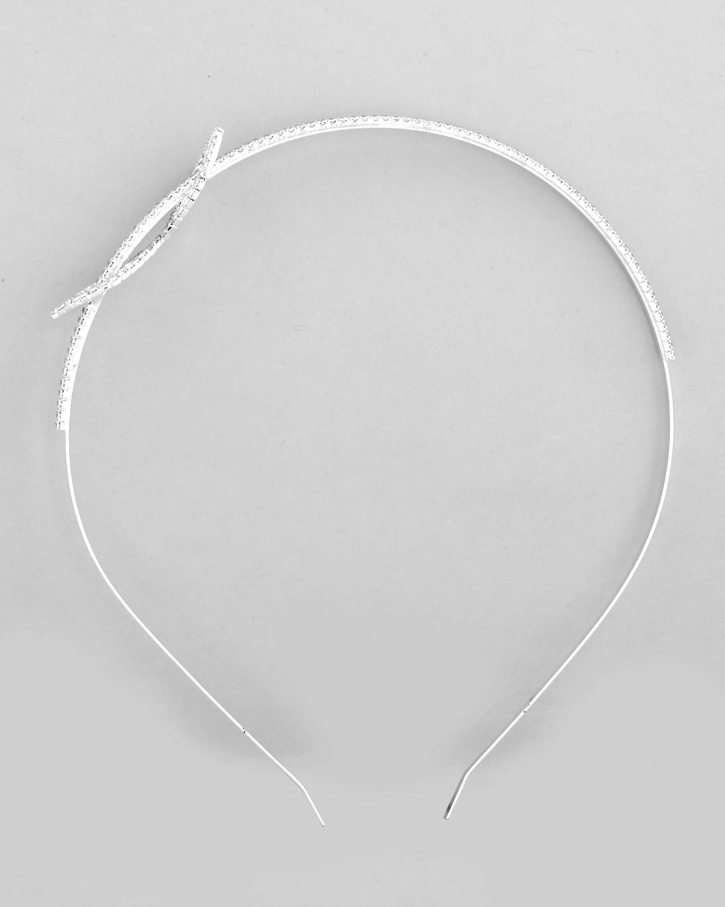 VOJ Silver Plated Bow Shaped AD studded Hairband | Swadesiicart