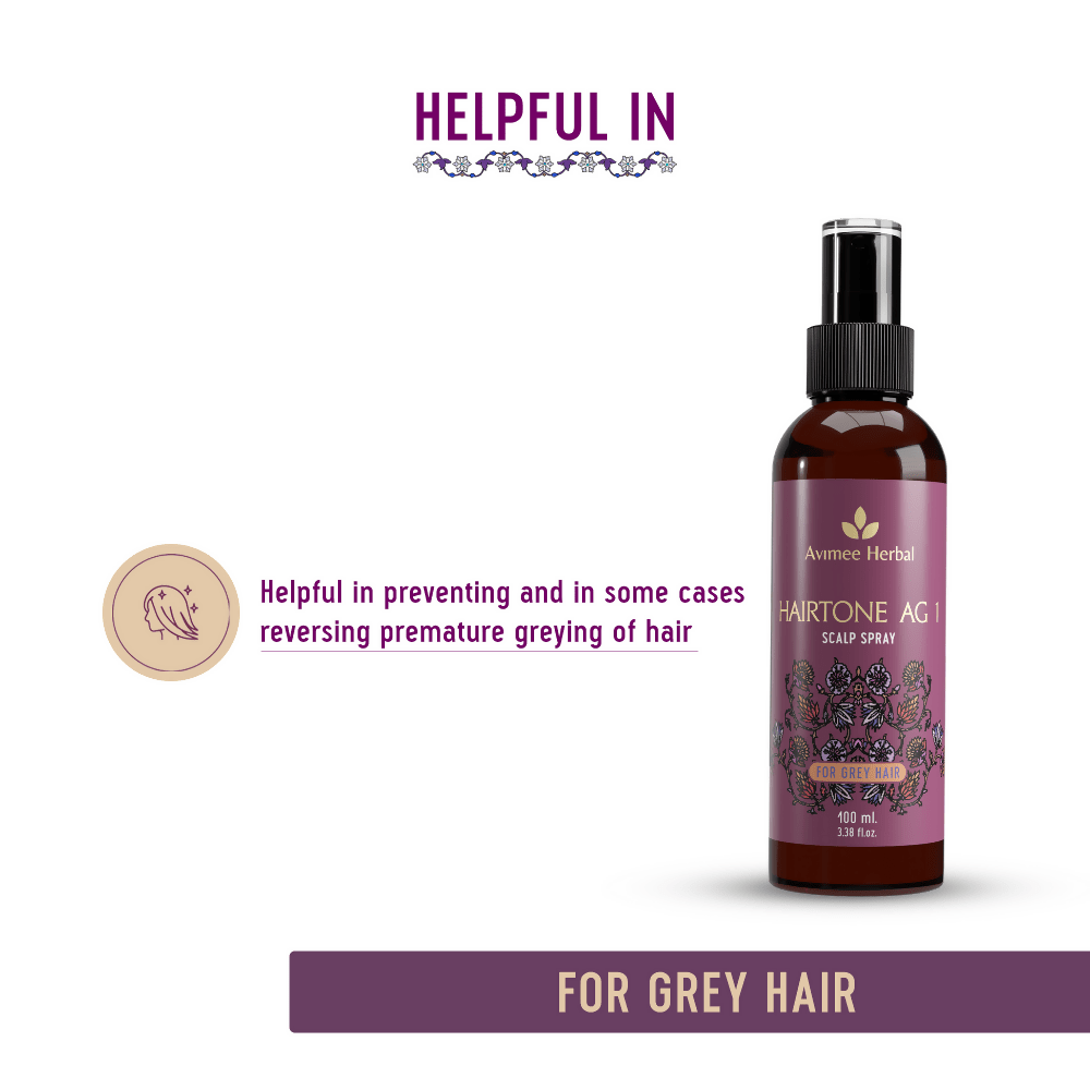 Avimee Herbal Hairtone AG 1 Scalp Spray For Grey Hair With Indigo, Henna, Beet Root and Hibiscus Extracts - Swadesiicart