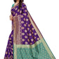 Vamika Banarasi Jacquard Weaving Purple Saree (Dangal Purple) | Swadesiicart