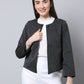 Even Apparels Black Polywool Open Front Statement Women's Jacket | Swadesiicart