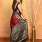 Very Much Indian Modal Silk Ajrakh Handblock Printed Natural Dyes With Designer Border Saree - Red | Swadesiicart