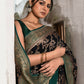 Joban Fashion Navy Blue Crepe Chiffon Pure Handloom Banarasi Silk Saree | Swadesiicart