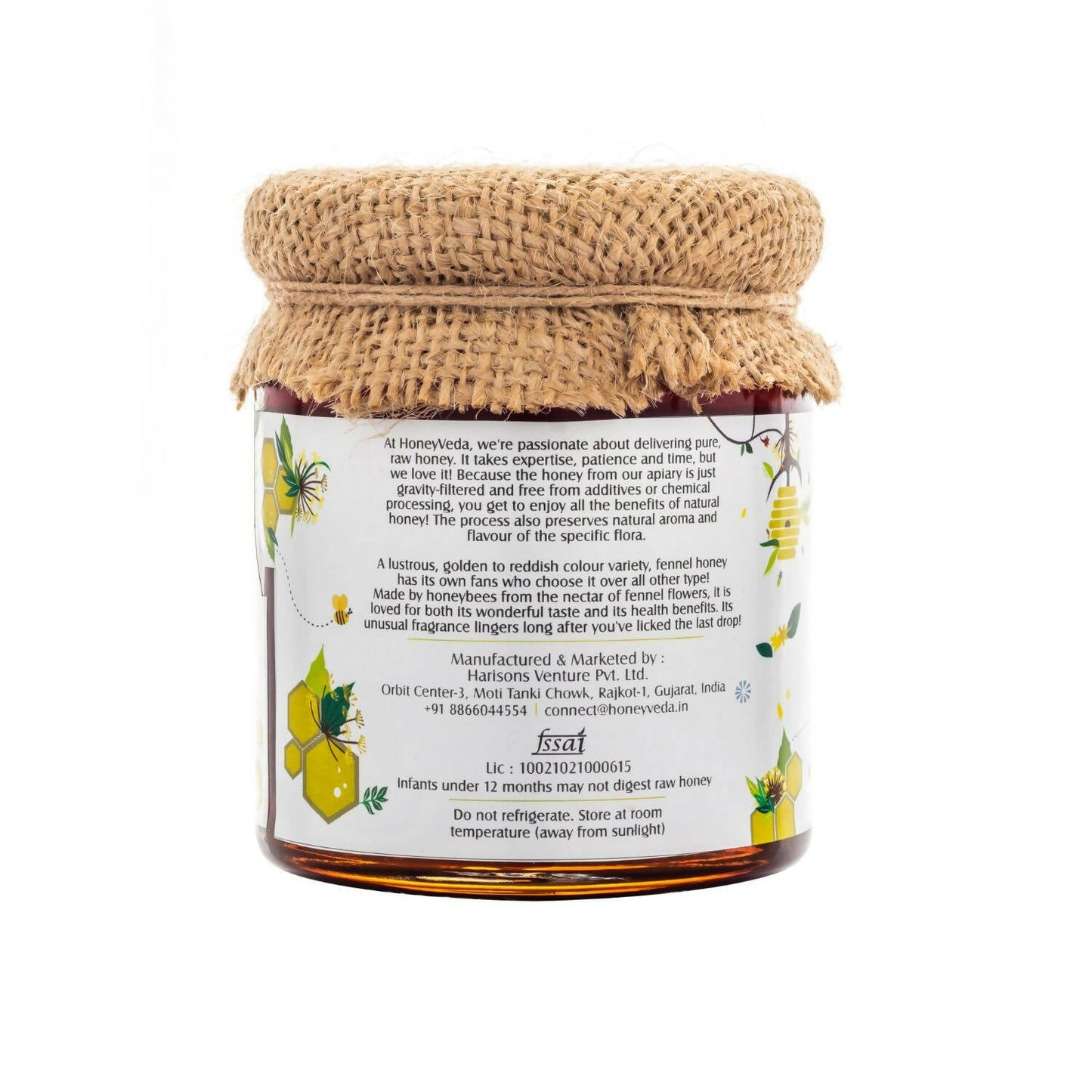 HoneyVeda Premium Raw Fennel Honey - Swadesiicart