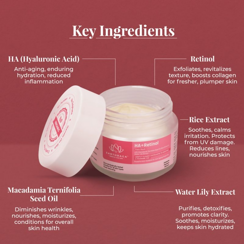 Earthraga HA + Retinol Face Mask | Swadesiicart