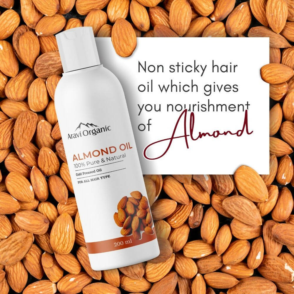 Aravi Organic 100% Pure Cold Pressed Badam Rogan Sweet Almond Oil | Swadesiicart