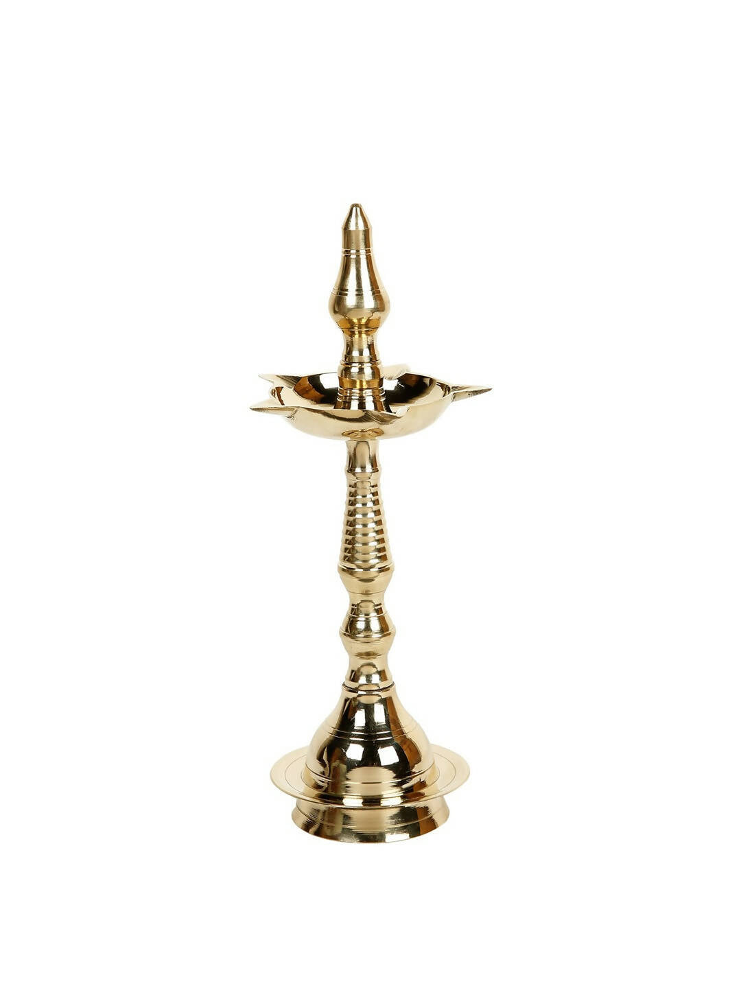 CraftVatika Gold-Toned Brass Kerala Diya Oil Lamp Stand | Swadesiicart