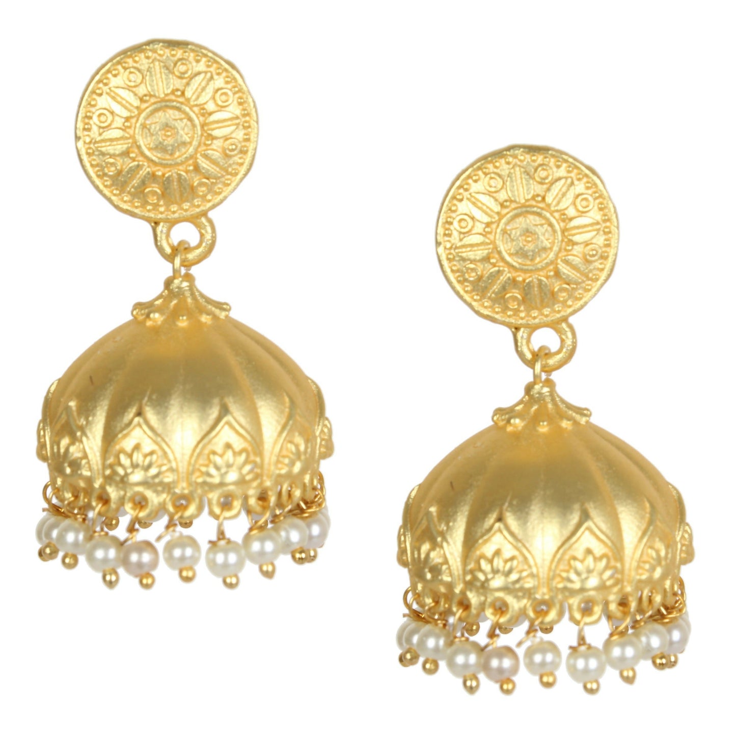 Joban Fashion Women Matte Gold Brass Jhumka | Swadesiicart