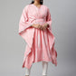 Ahalyaa Women Pink Pure Cotton Printed Kaftan Kurta | Swadesiicart