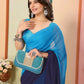 Blue Georgette Pedding Color Printed Ready To Wear Saree - Aalaya | Swadesiicart