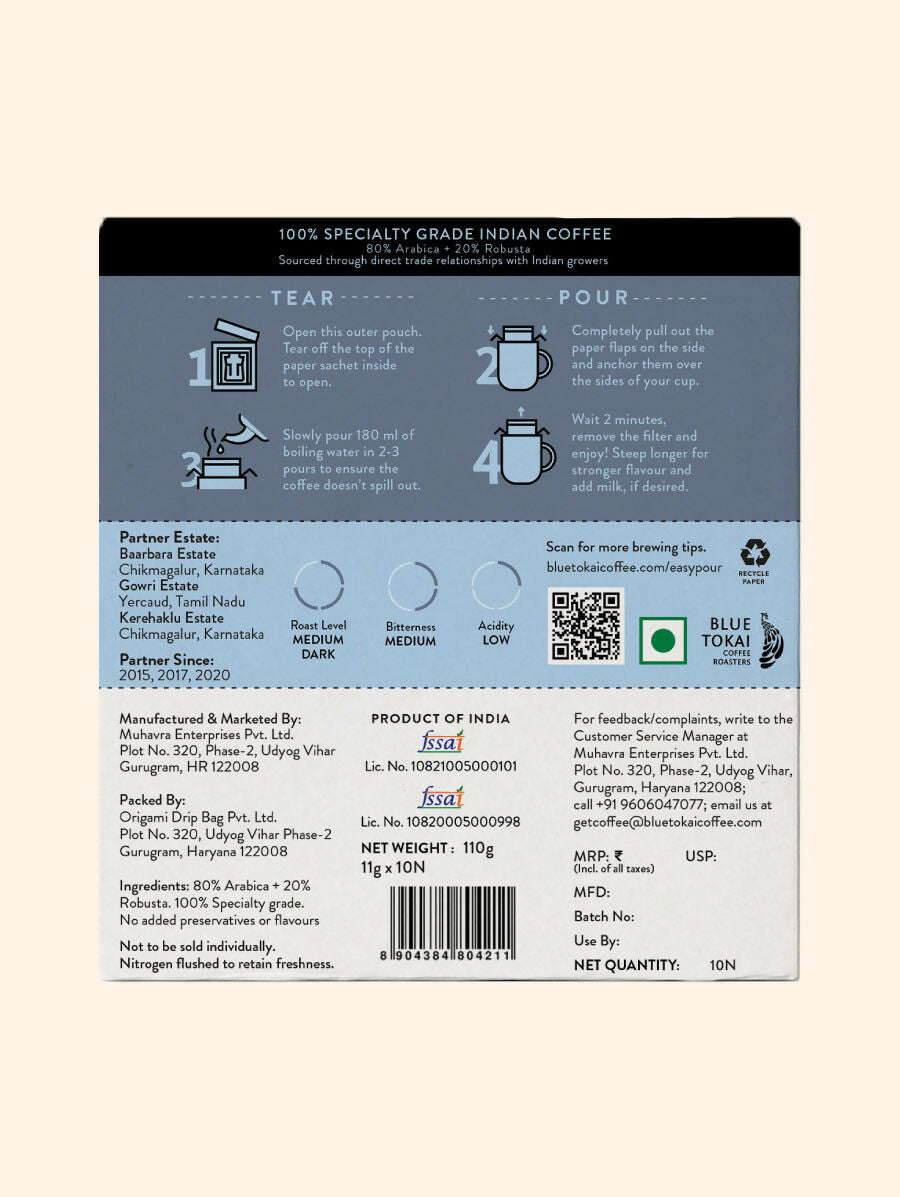 Blue Tokai Jacaranda Blend Medium Dark Roast Easy Pour Sachets - Swadesiicart
