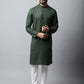 Even Apparels Green Color Viscose Pure Cotton Men's Kurta With Band Collar (SLD1197) | Swadesiicart