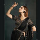 Black Satin Silk Crepe Cord Sequence & Thread Embroidered & Stone Work Saree - Moh-Manthan Royal Enigma