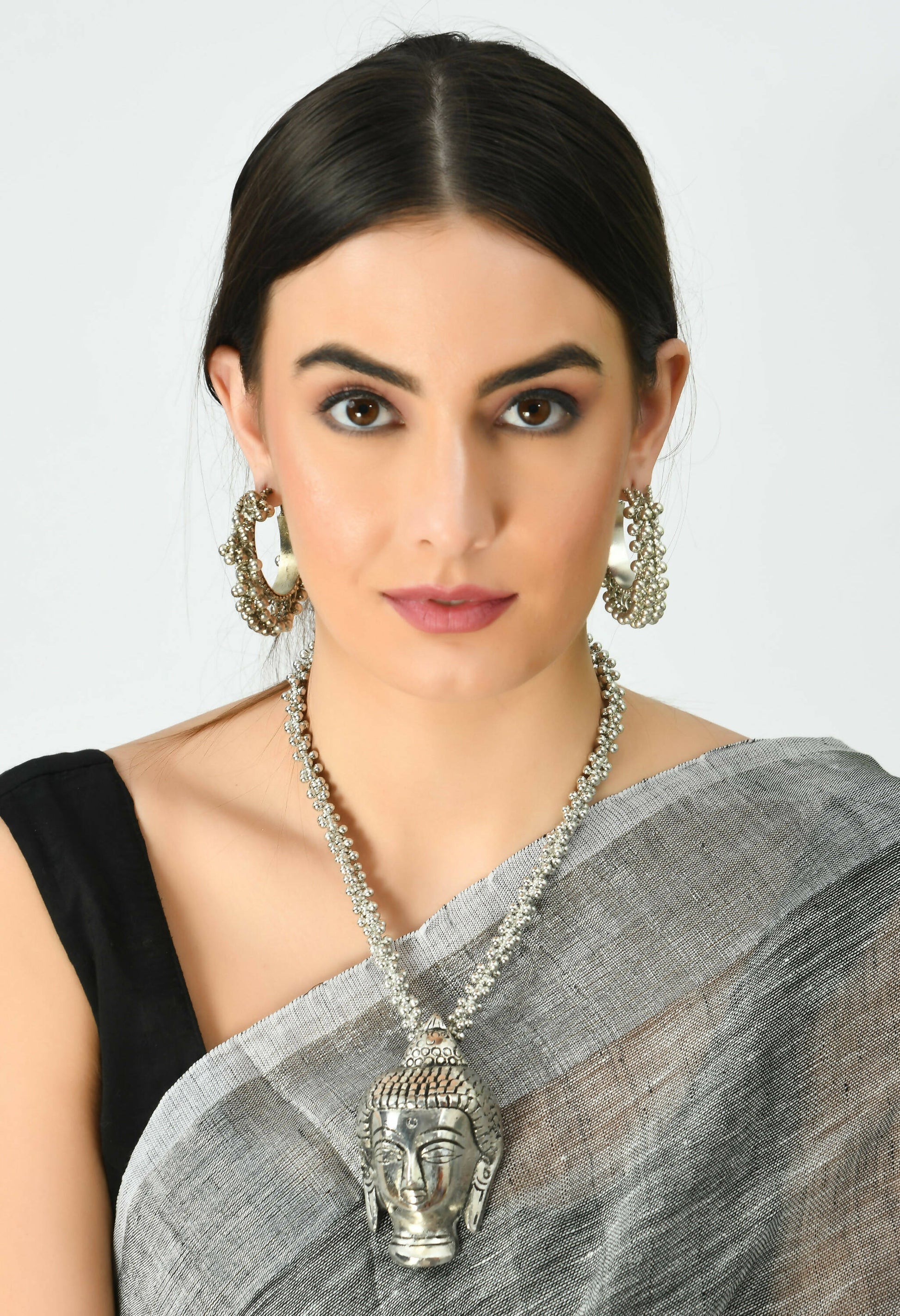 Mominos Fashion Johar Kamal Silver-Plated Brass Finish Budha Long Neckalce For Women - Swadesiicart