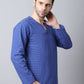 Even Apparels Blue Pure Cotton Round Neck Slit Men's Kurta | Swadesiicart