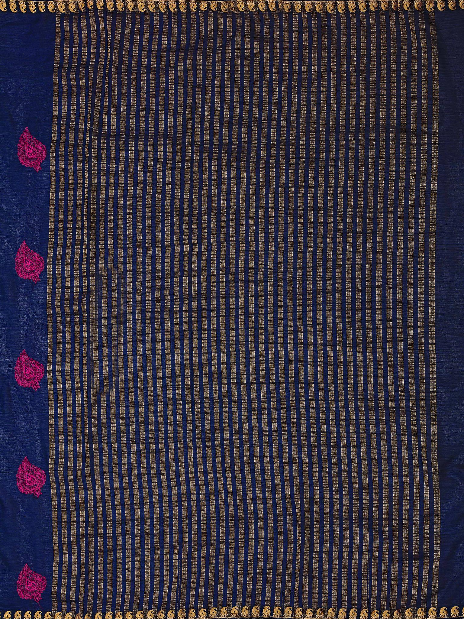Mimosa Women's Navy Blue Banarasi Chiffon Saree | Swadesiicart
