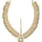 Gold-Polished Green White Kundan-Studded Beaded Matha Patti - Ruby Raang | Swadesiicart