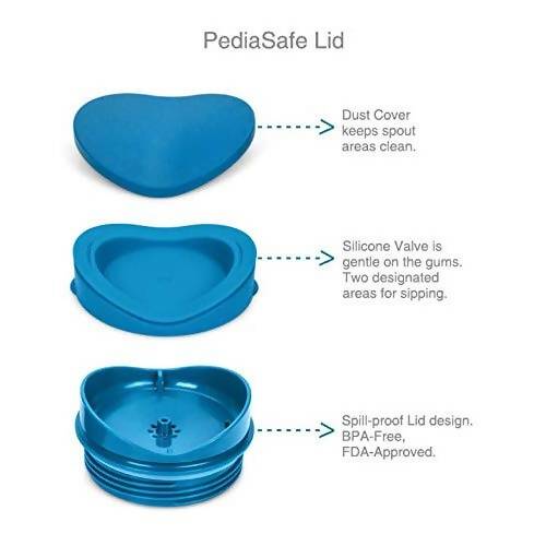 Vaya Drynk Stainless Steel Strawless Silicone Bunnies Print Spout Tumbler With Spill-Proof Pediasafe Lid - 350ml (Blue) | Swadesiicart