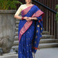 Beatitude Blue Cotton Banarasi Saree | Swadesiicart