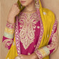 Anaita Red Chinon Suit with Embroidery Coding Sequence Work