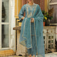 Janasya Light Blue Silk Blend Solid Kurta,Bottom & Dupatta | Swadesiicart