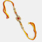 NVR Women & Men Set of 2 Red & Gold-Toned Stone-Studded Bhaiya Bhabhi Rakhi With Roli Chawal & Chocolate | Swadesiicart