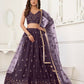 Aastha Fashion Dusty Wine Butterfly Net Tone To Tone Thread Work And Sandwich Sequence Work Embroidery Wedding Wear Lehenga Choli