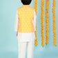 Lil Drama Boys Kurta Pyjama with jacket set - White | Swadesiicart