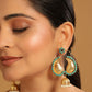 Nuyug 22K Gold Plated Turquoise Stone Studded Contemporary Mini Jhumki Dangler Earrings | Swadesiicart