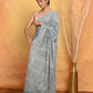 Very Much Indian Handblock Printed Cotton Saree With Natural Dyes - Grey | Swadesiicart
