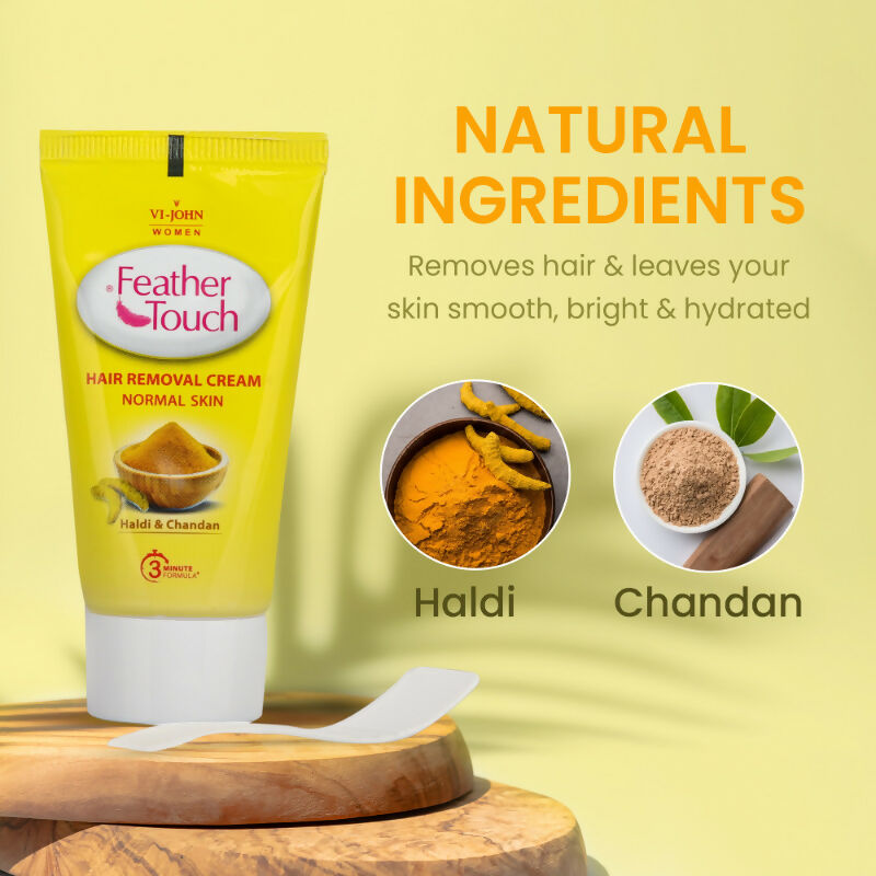 VI-JOHN Women Feather Touch Haldi & Chandan Hair Removal Cream for Women For Normal Skin, Suitable for Legs, Underarms, Bikini Line, Arms | Swadesiicart