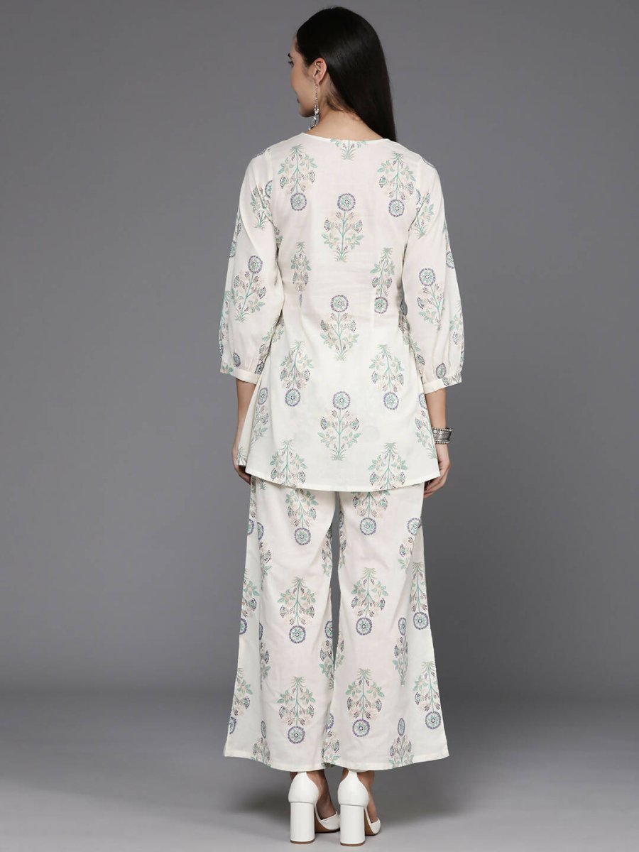 Ahalyaa Women's Traditional Wear Co-ods - Off White | Swadesiicart