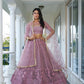 Aastha Fashion Dusty Pink Butterfly Net Tone To Tone Cotton Thread Work And Sequence Work Embroidery Wedding Wear Lehenga Choli