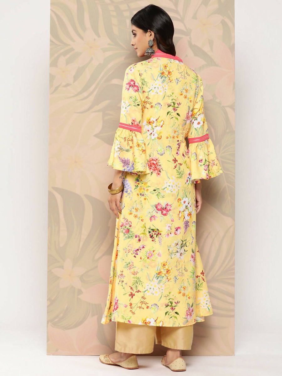 Ahalyaa Women's Traditional wear Kurta - Yellow | Swadesiicart