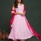 Aayaa Viscose Organza Dyeable Hand Painted Suit - Light Pink