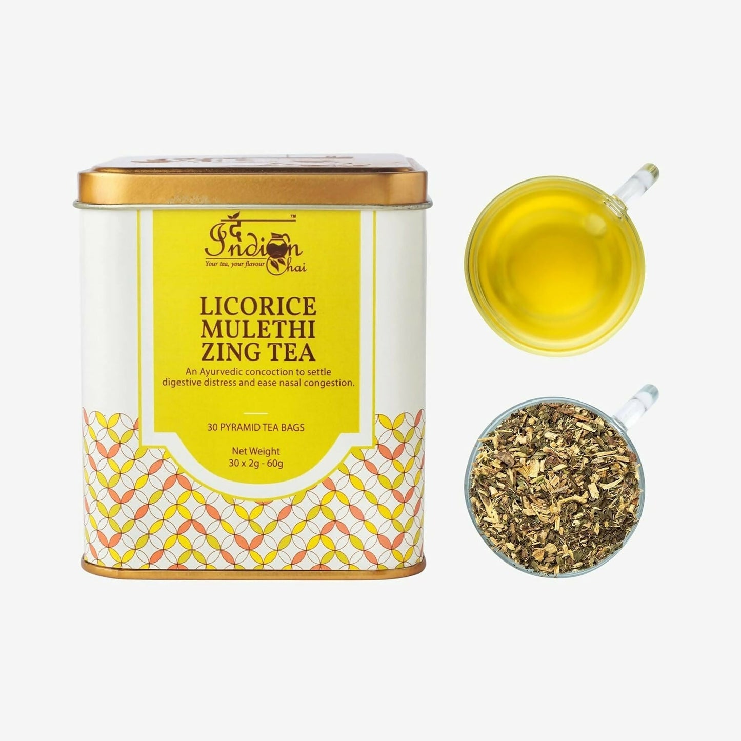 The Indian Chai - Licorice Mulethi Zing Tea 30 Pyramid Tea Bags | Swadesiicart