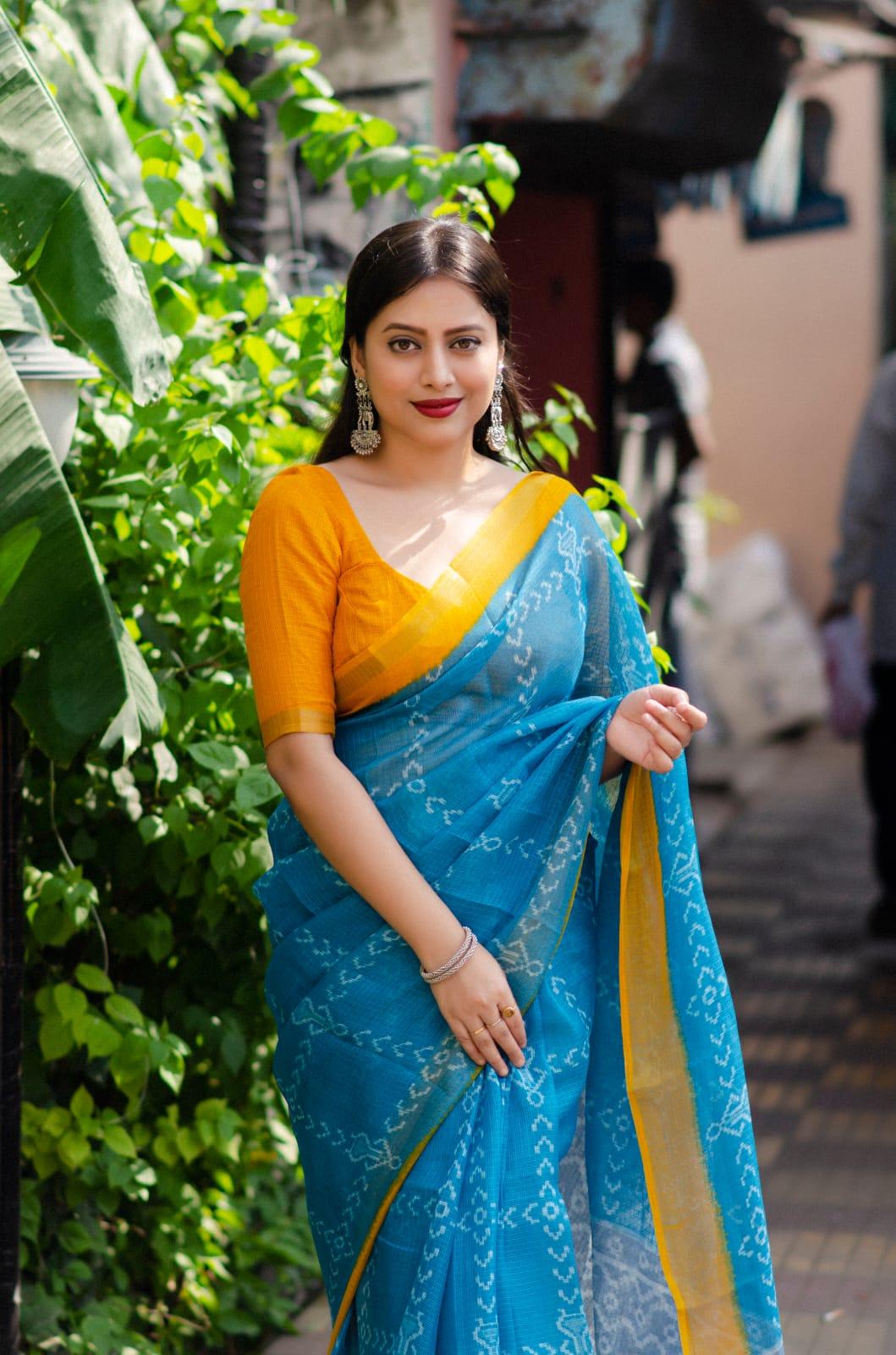 Rama Polycotton Ethnic Motifs Saree with Unstitched Blouse - Hiral Fashion | Swadesiicart