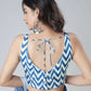 Vastranavya Icy Blue Freehand with Navy Starburst & Floral Print Ready to Wear Saree | Swadesiicart